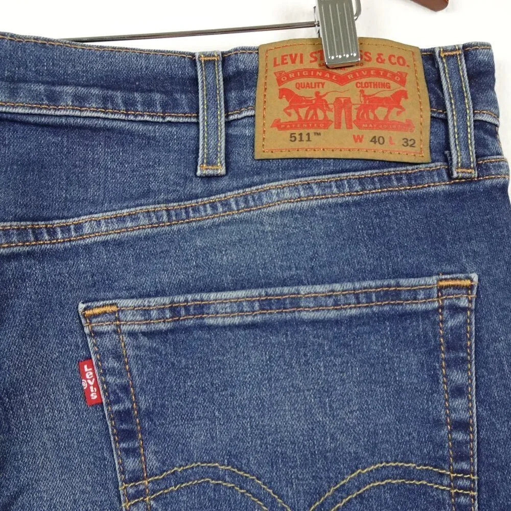 Levi's 511 Slim Jeans Men's Size 40x32 Blue Denim Stretch